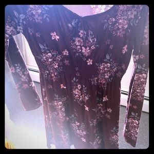 Maroon long sleeve floral dress size medium